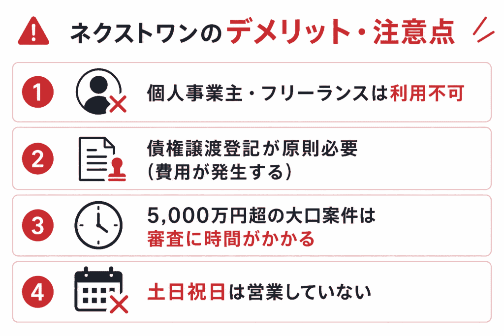ネクストワンのファクタリングのデメリット
