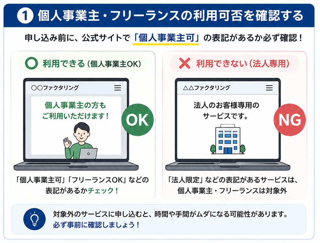 1. 個人事業主・フリーランスの利用可否を確認する