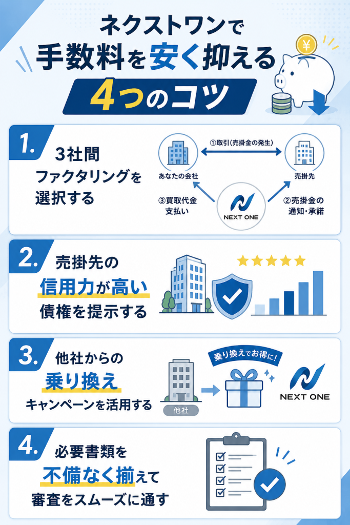 ネクストワンで手数料を安く抑える4つのコツ 図解
