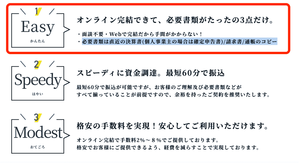 イージーファクター　必要書類
