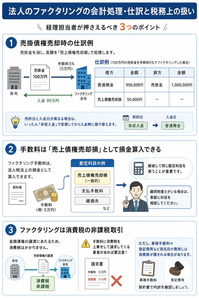 法人のファクタリングの会計処理・仕訳と税務上の扱い