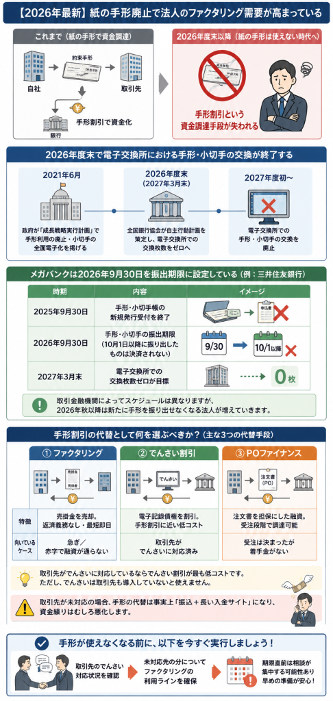 紙の手形廃止で法人のファクタリング需要が高まっている